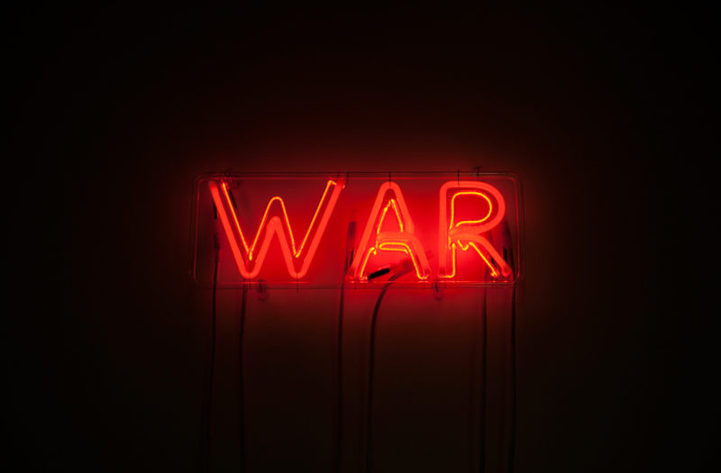 Bruce Nauman - Raw War, 1970, red neon and suspension frame