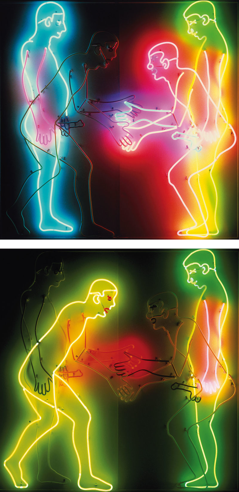 Bruce Nauman - Welcome (Shaking Hands), 1985, neon and glass tubing, 182.8 x 182.8 x 25.4 cm