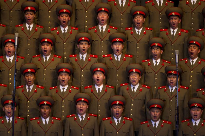 David Guttenfelder - A North Korean choir sings during a concert in Pyongyang on Monday April 16, 2012 to commemorate 100 years since the birth of Kim Il Sung