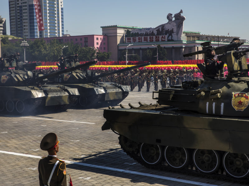 David Guttenfelder - North Korean military tanks drive at Kim Il Sung Square in Pyongyang