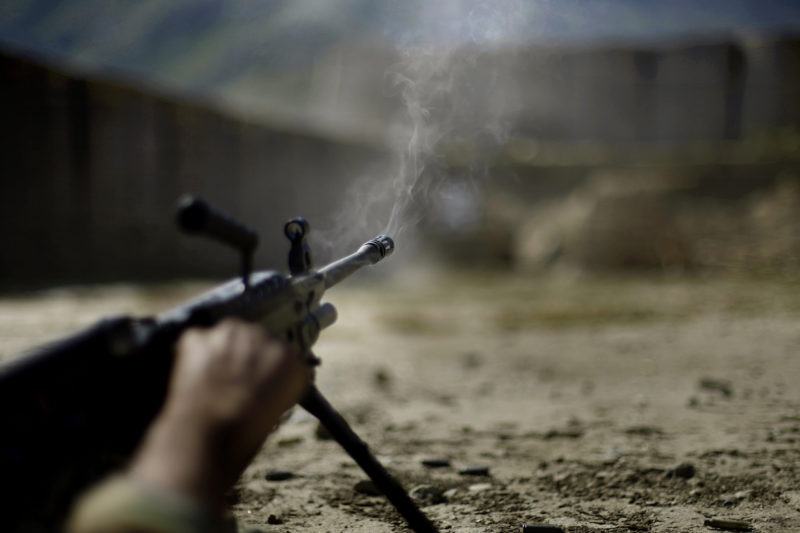 David Guttenfelder – Afghanistan - Afghan National Army soldiers train on a firing range at a U.S. army base in the Pech Valley of Afghanistan's Kunar province Sunday, November 1, 2009