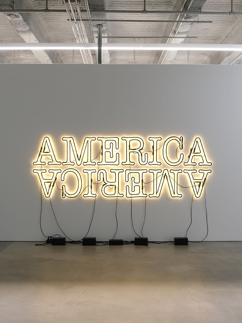 Glenn Ligon – Double America 2, 2014, neon and paintLos Angeles, CA, USA feat