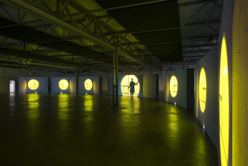 Ingvar Eggert Sigurosson in Isaac Julien's Playtime, 2014, Seven screen ultra high definition video installation with 7.1 surround sound, 66 min 57 sec, De Pont Museum, Tilburg, 2015