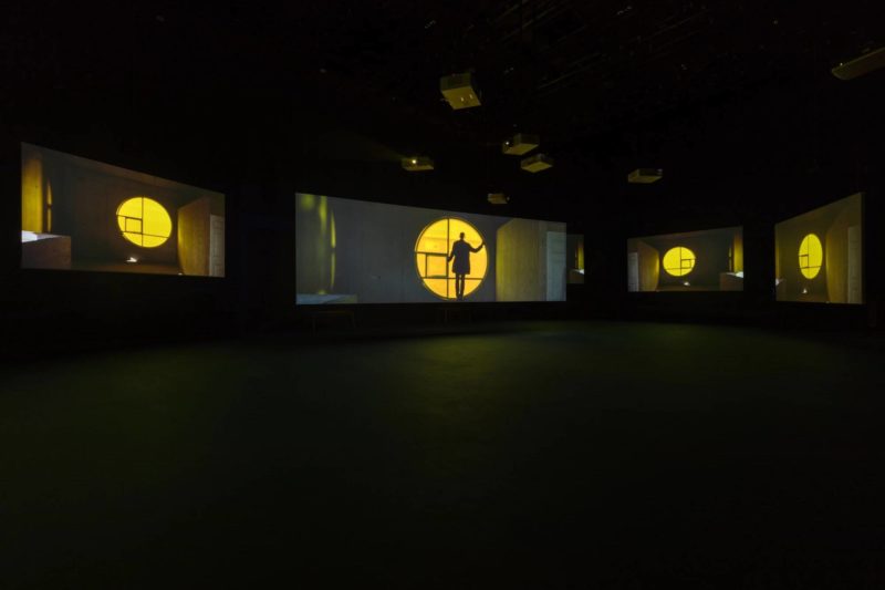 Ingvar Eggert Sigurosson in Isaac Julien's Playtime, 2014, Seven screen ultra high definition video installation with 7.1 surround sound, 66 min 57 sec, Platform-L Contemporary Art Center, Seoul, 2017