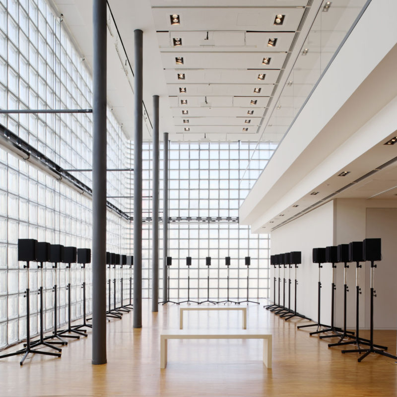 Janet Cardiff - The Forty Part Motet (A reworking of “Spem in Alium,” by Thomas Tallis 1556), 2001, 40-channel audio installation with speakers and stands, Maison Hermes, Ginza, Tokyo, 2009