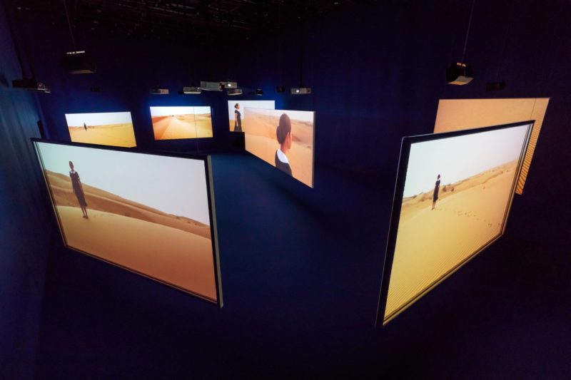 Mercedes Cabral in Isaac Julien's Playtime, 2014, Seven screen ultra high definition video installation with 7.1 surround sound, 66 min 57 sec, Platform-L Contemporary Art Center, Seoul, 2017