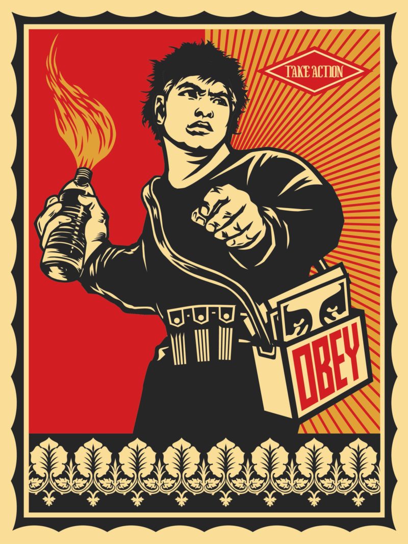 Shepard Fairey / Obey - Molotov Man, 2006 inspired by Susan Meiselas' Molotov Man