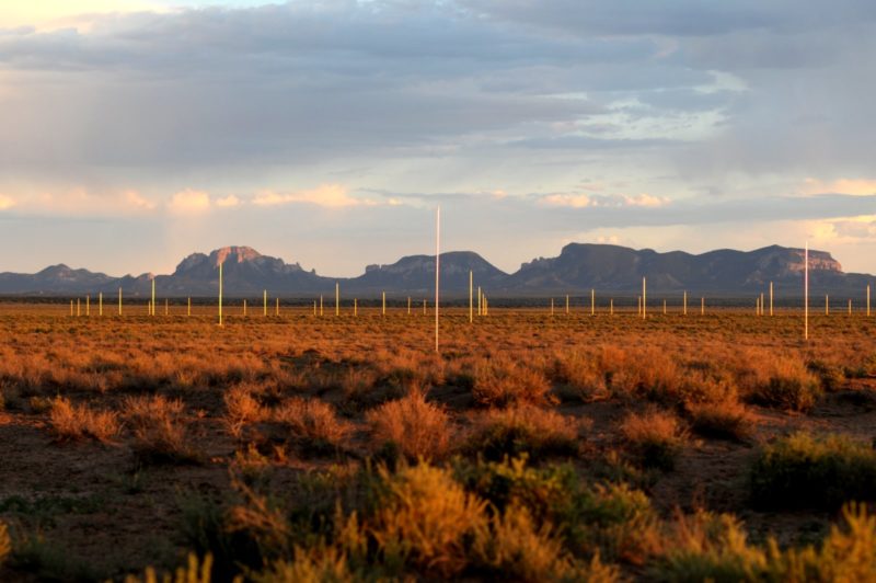 Walter De Maria - The Lightning Field, 1977, 400 stainless steel poles with solid, pointed tips, arranged in a rectangular 1 mile x 1 kilometer grid array, Catron County, New Mexico