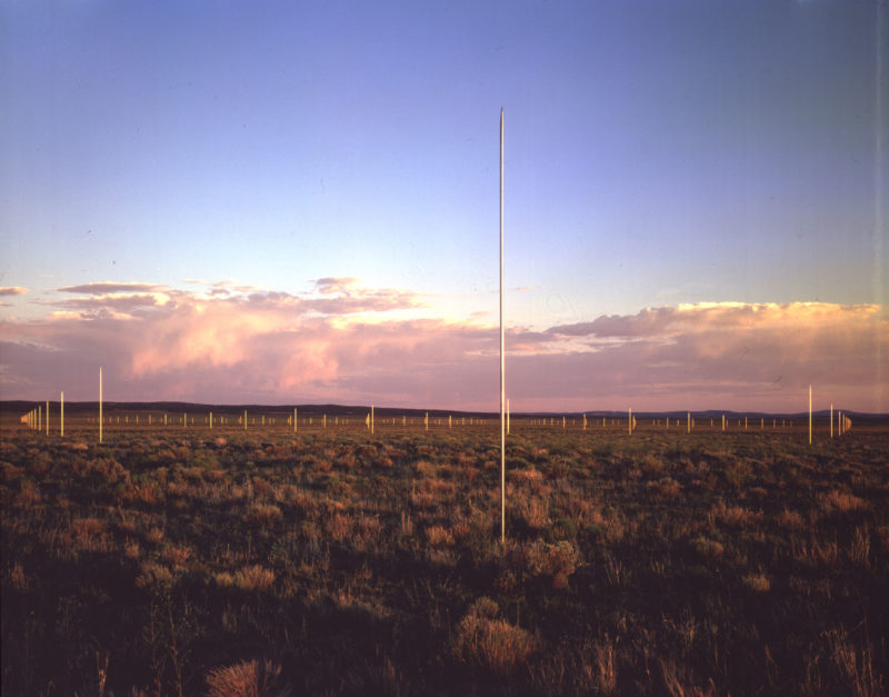 Walter De Maria - The Lightning Field, 1977, 400 stainless steel poles with solid, pointed tips, arranged in a rectangular 1 mile x 1 kilometer grid array, Catron County, New Mexico