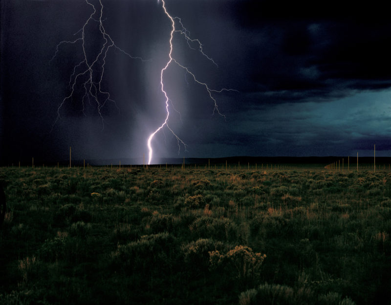 Walter De Maria - The Lightning Field, 1977, 400 stainless steel poles with solid, pointed tips, arranged in a rectangular 1 mile x 1 kilometer grid array, Catron County, New Mexico