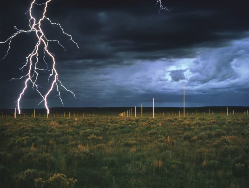 Walter De Maria - The Lightning Field, 1977, 400 stainless steel poles with solid, pointed tips, arranged in a rectangular 1 mile x 1 kilometer grid array, Catron County, New Mexico