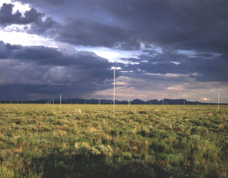 Walter De Maria - The Lightning Field, 1977, 400 stainless steel poles with solid, pointed tips, arranged in a rectangular 1 mile x 1 kilometer grid array, Catron County, New Mexico