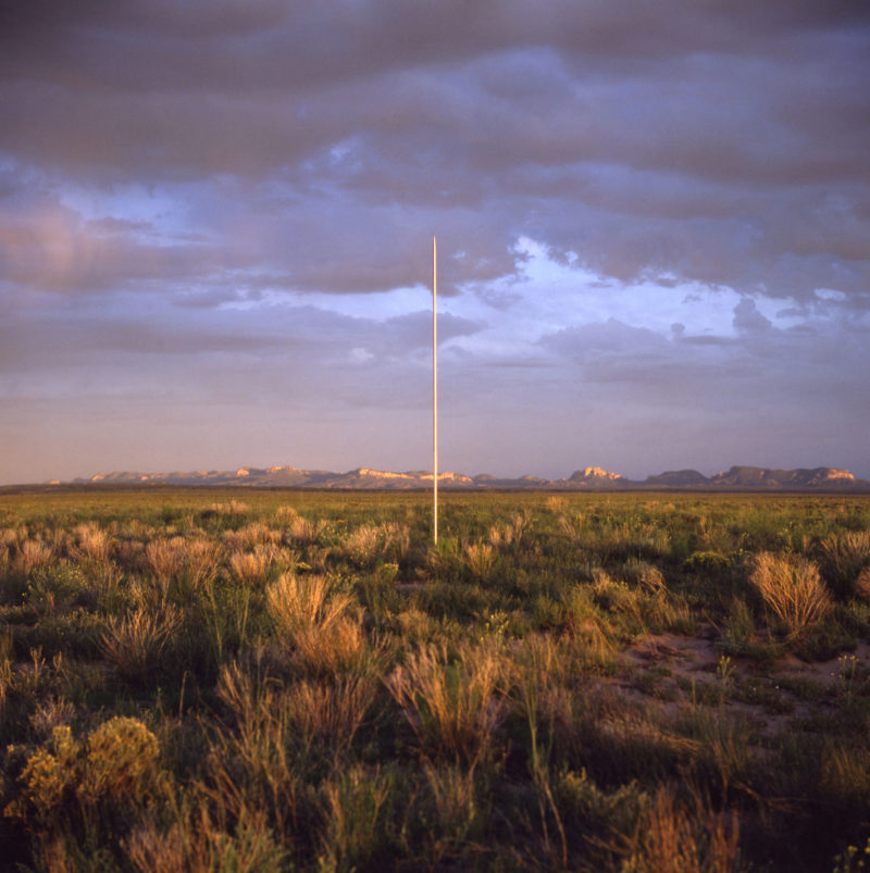 Walter De Maria - The Lightning Field, 1977, 400 stainless steel poles with solid, pointed tips, arranged in a rectangular 1 mile x 1 kilometer grid array, Catron County, New Mexico