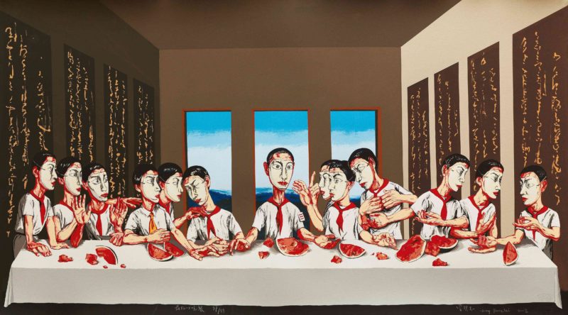 Zeng Fanzhi – The Last Supper, 2002, lithograph, edition of 89, 66 x 120.5 cm (26 x 47½ in.)