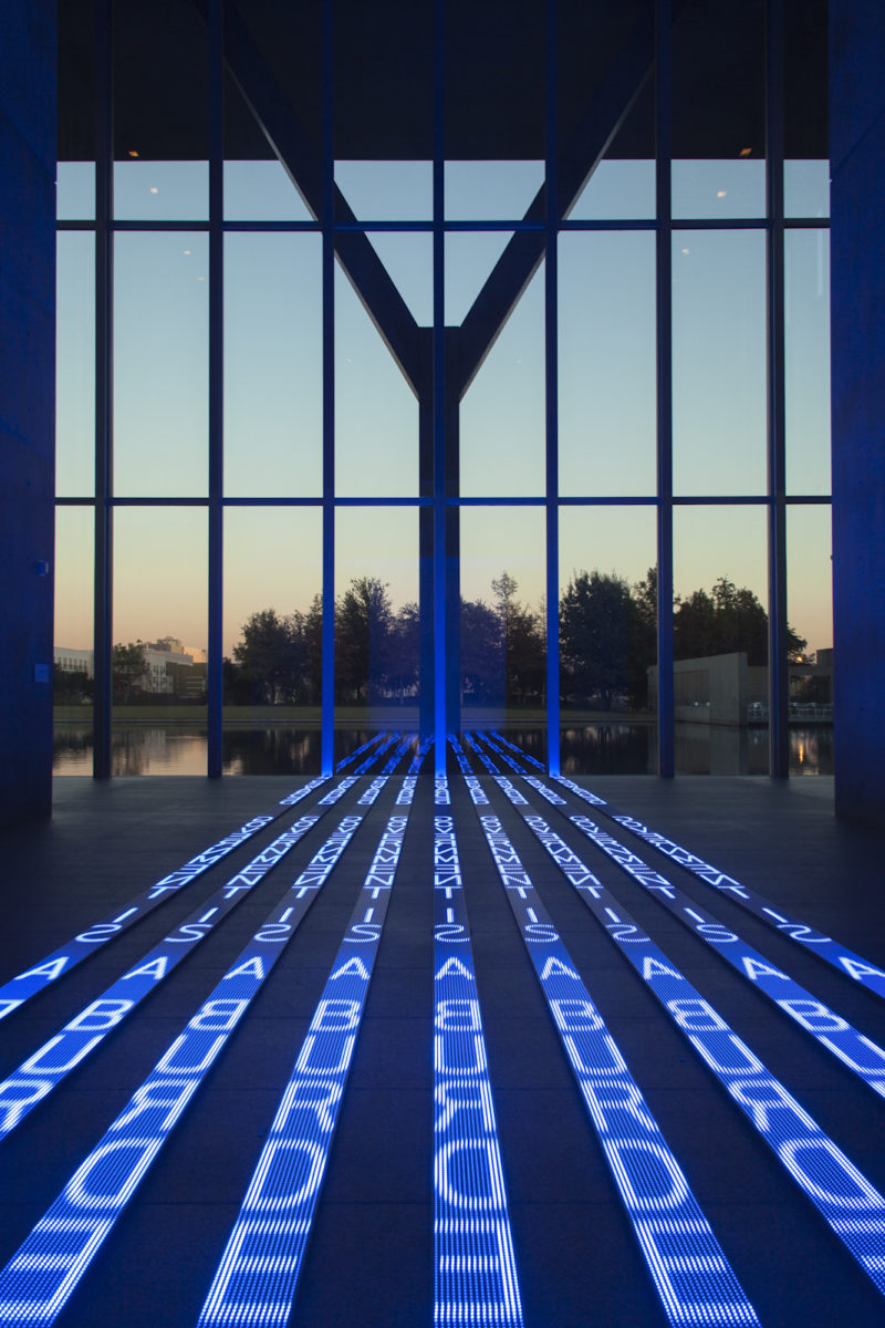 Jenny Holzer - Kind of Blue, 2012, 9 LED signs with blue diodes, 215,9 x 304,8 x 1463,04 (85 x 120 x 576 in.), Modern Art Museum of Fort Worth, Texas, USA