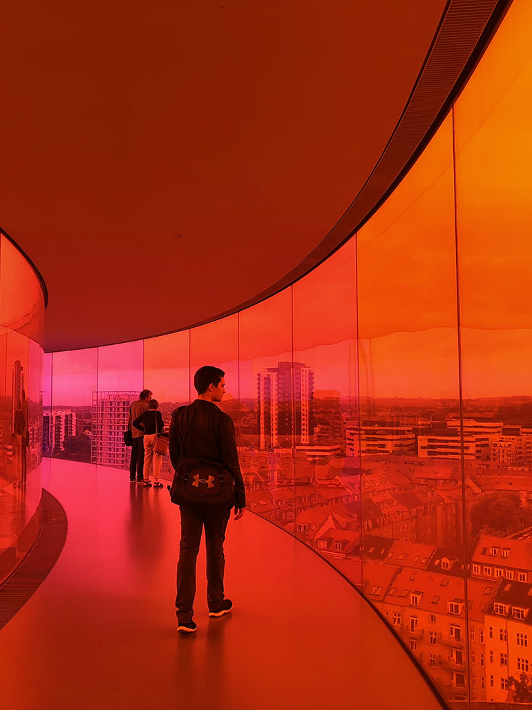 Olafur Eliasson – Your rainbow panorama, 2006-2011, glass in all the colors of the spectrum, ARoS Aarhus Kunstmuseum, Denmark