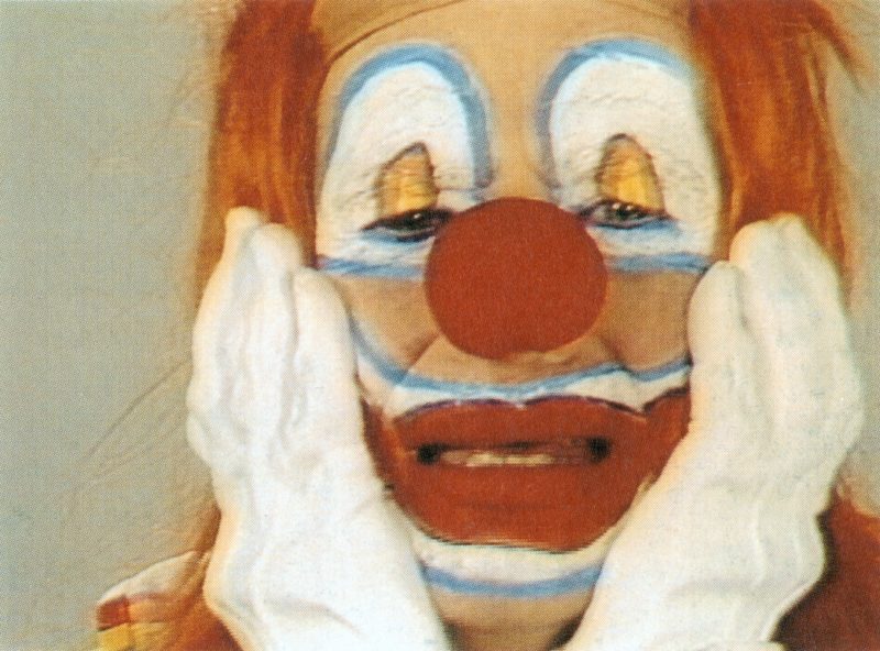 Bruce Nauman - Clown Torture, 1987, four-channel video installation, two projections, four monitors, color, sound, approx. 60 minutes, Collection of the Art Institute of Chicago