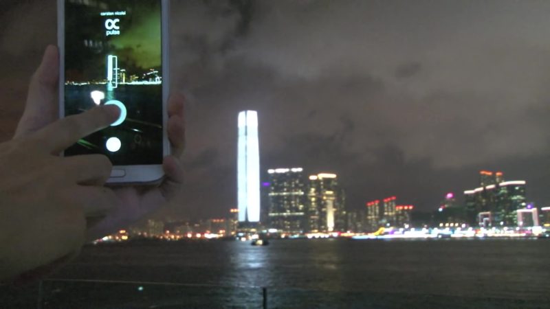 Carsten Nicolai - α (alpha) pulse, 2014, sound, large-scale led screens, Hong Kong