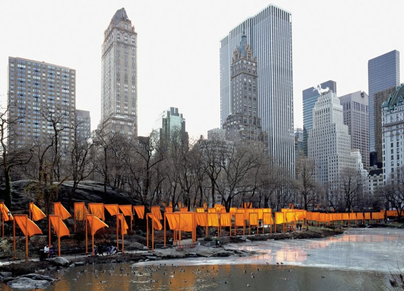 Christo and Jeanne-Claude - The Gates, 7,503 gates, free-hanging saffron colored fabric panels, Central Park, New York City, 1979-2005
