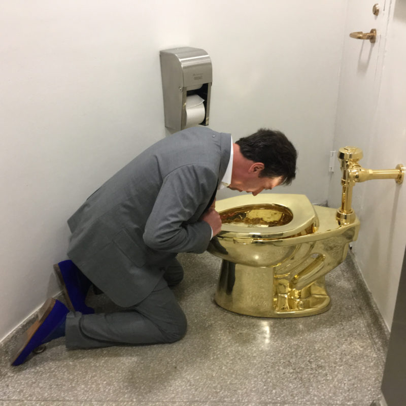 Maurizio Cattelan - Installation view, America, Solomon R. Guggenheim Museum, 2016-2017