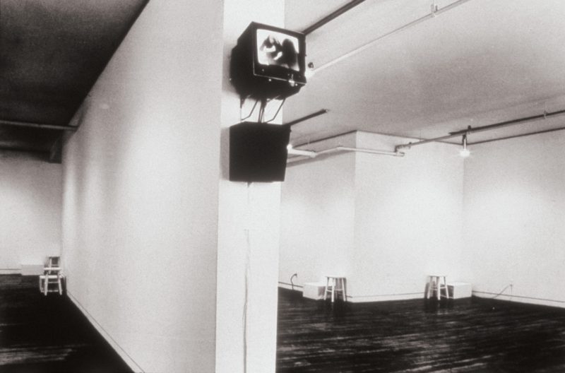 Vito Acconci - Airtime, 1973, ,edia installation, single-channel video, b:w, 36 min 49 s and diverse materials dimensions variables