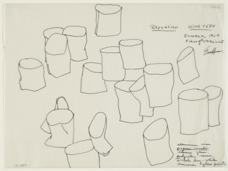 Eva Hesse - Repetition Nineteen, First of 3 versions Summer 1967, Pen and ink on transparentized paper, 8 7/8 x 11 7/8 (22.5 x 30.3 cm)