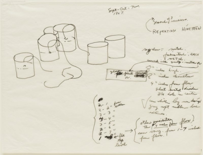 Eva Hesse - Repetition Nineteen, Second of 3 versions 1967, Pen and ink on transparentized paper, 8 7/8 x 11 7/8 (22.5 x 30.3 cm)