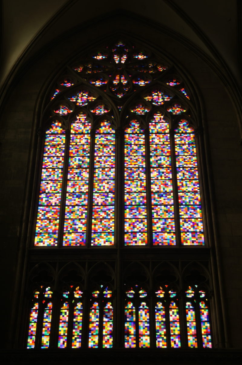 Gerhard Richter – Kölner Domfenster (Cologne Cathedral Window), 2007, 11,000 hand blown glass panels, 72 colors and shades, 9.6 x 9.6 cm each, total size 2300 x 900 cm (106 sqm)