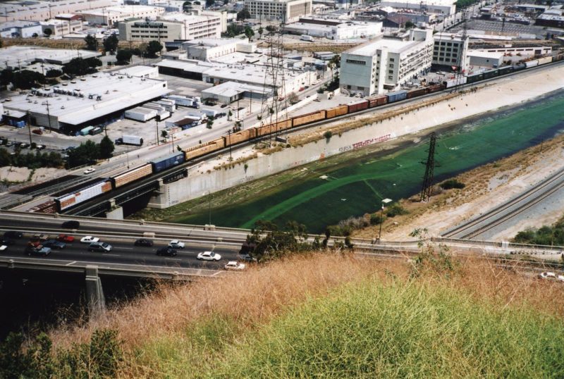 Olafur Eliasson - Green river, 1998, uranine, water, Los Angeles, 1999