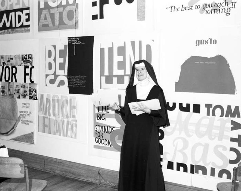 Sister Corita Kent at Immaculate Heart College ca. 1964