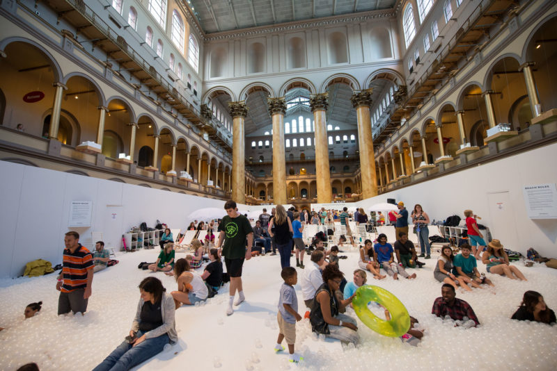 Snarkitecture - The Beach, installation view, National Building Museum, Washington, DC, 2015.