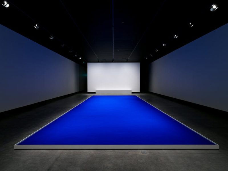 Yves Klein - Pigment bleu sec (Dry Blue Pigment), 1957, recreated in 2018, installation view, Museum of Old and New Art