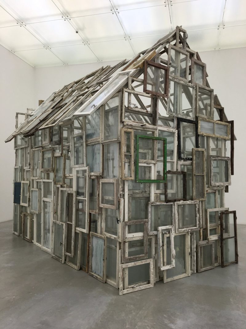 Chiharu Shiota - A Room of Memory, 2016, old wooden windows, group exhibition Collection 2 – Diary, 21st Century Museum of Contemporary Art, Kanazawa, Japan