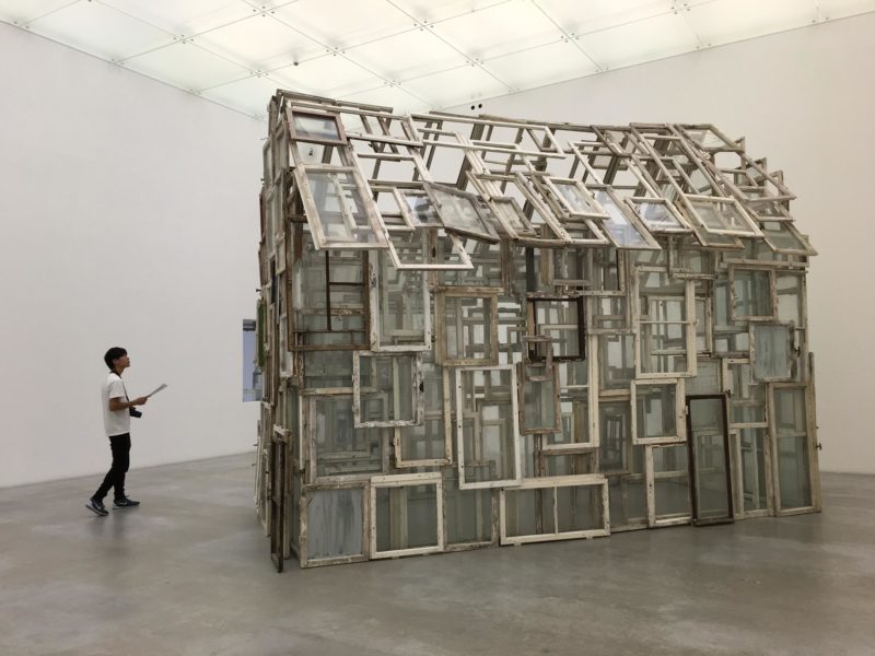 Chiharu Shiota - A Room of Memory, 2016, old wooden windows, group exhibition Collection 2 – Diary, 21st Century Museum of Contemporary Art, Kanazawa, Japan