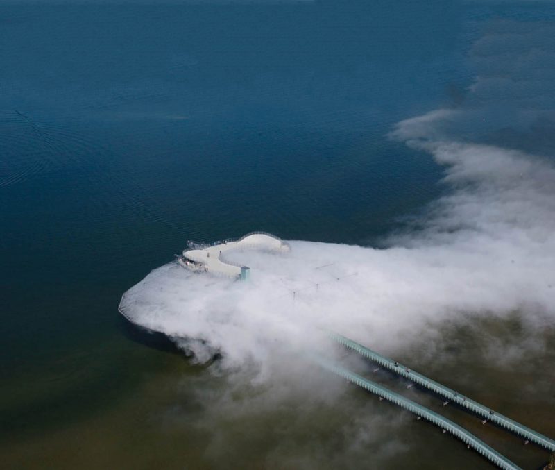 Diller Scofidio + Renfro - Blur Building, aerial view, Exposition Pavilion, Swiss Expo, Yverdon-Les-Bains, 2002