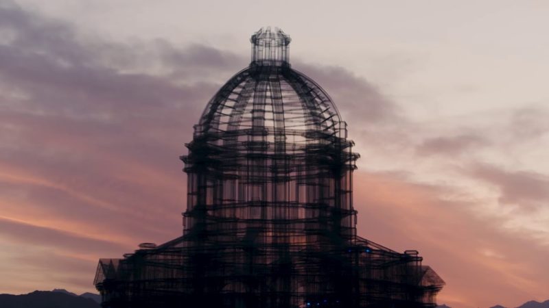 Edoardo Tresoldi - Etherea, 2018, transparent wire mesh, 72 feet (22 meter) in height, installation view, Coachella, 2018