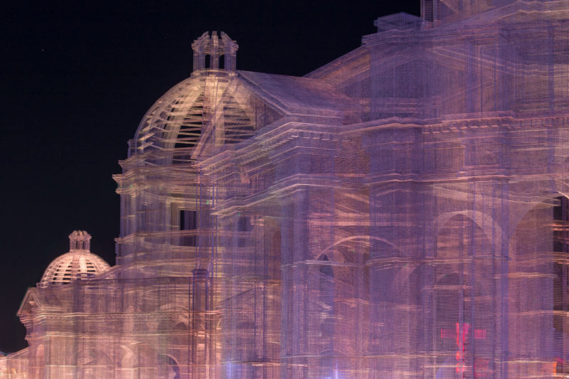 Edoardo Tresoldi - Etherea, 2018, transparent wire mesh, 72 feet (22 meter) in height, installation view, Coachella, 2018