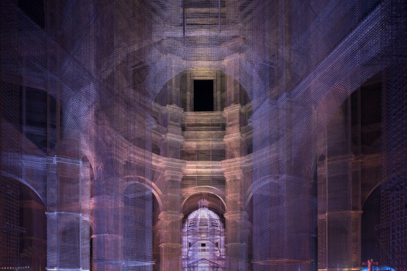 Edoardo Tresoldi - Etherea, 2018, transparent wire mesh, 72 feet (22 meter) in height, installation view, Coachella, 2018