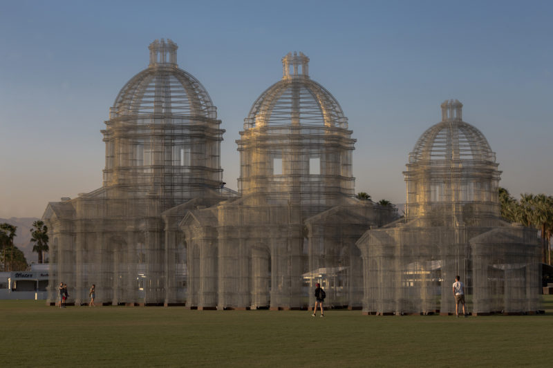 Edoardo Tresoldi - Etherea, 2018, transparent wire mesh, 72 feet (22 meter) in height, installation view, Coachella, 2018