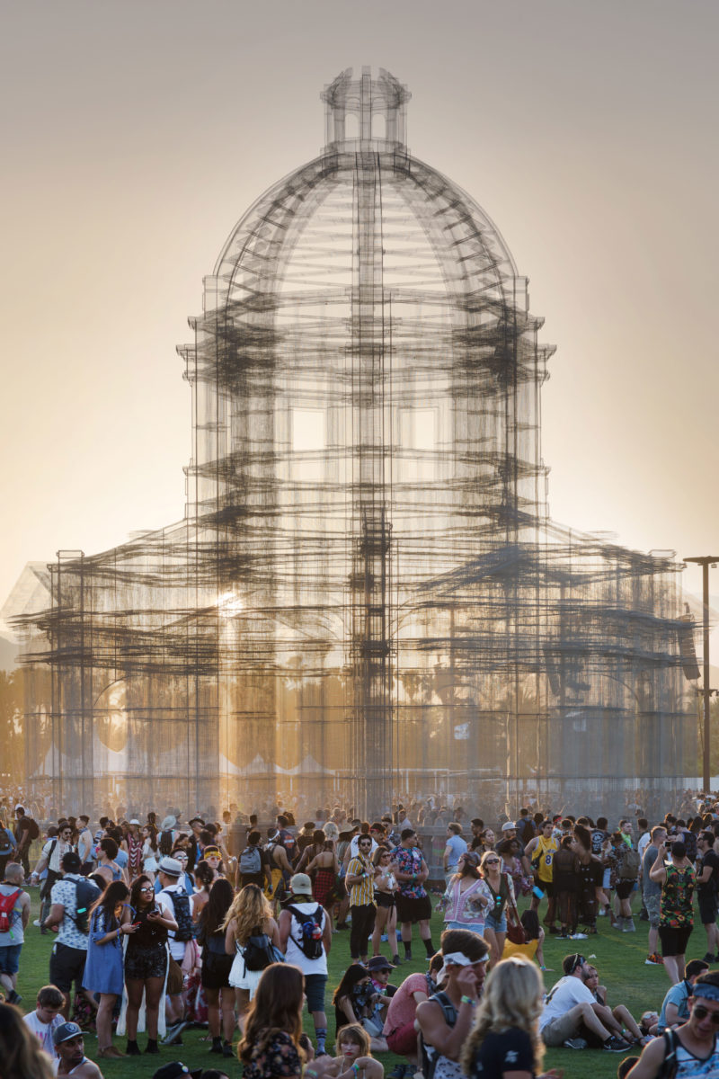 Edoardo Tresoldi - Etherea, 2018, transparent wire mesh, 72 feet (22 meter) in height, installation view, Coachella, 2018
