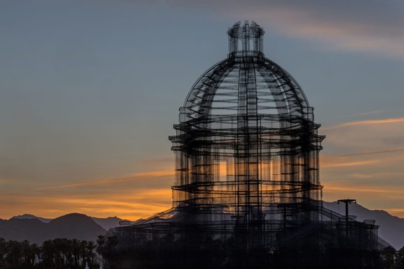 Edoardo Tresoldi - Etherea, 2018, transparent wire mesh, 72 feet (22 meter) in height, installation view, Coachella, 2018