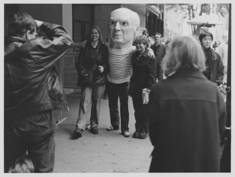 Maurizio Cattelan dressed as Pablo Picasso greeting visitors entering the MoMA, New York, November 6-December 4, 1998