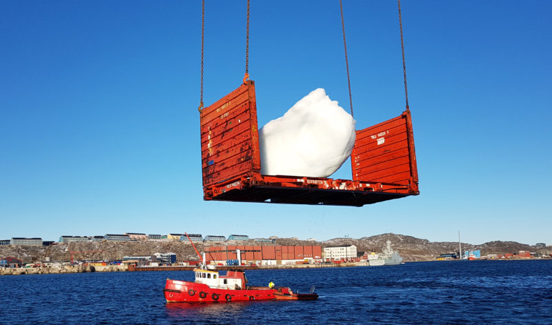 Harvesting ice at Nuuk Port and Harbour, Greenland