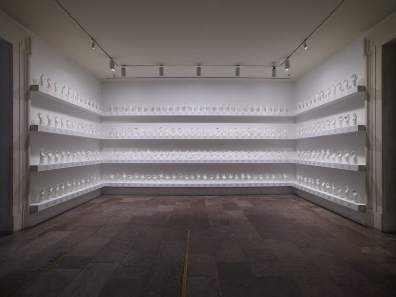 Htein Lin - A Show of Hands, 2013–present, surgical plaster, dimensions variable, installation view, Albright-Knox Art Gallery, February 16–April 28, 2019