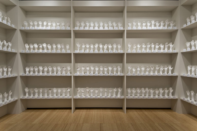 Htein Lin - A Show of Hands, 2013–present, surgical plaster, dimensions variable, installation view, Asia Society Museum, New York, 2017-2018