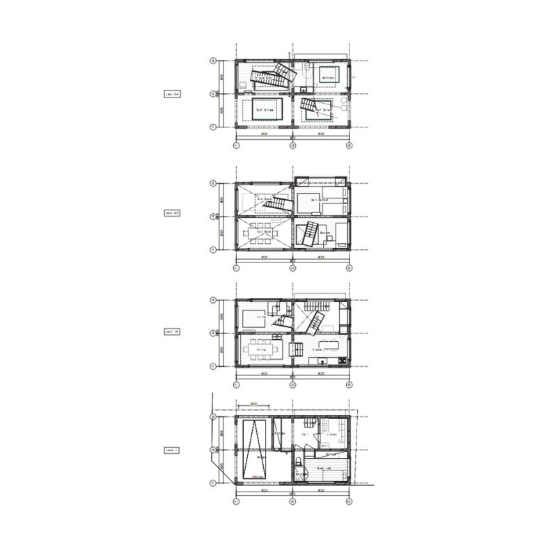 Plans of Sou Fujimoto's - House H, 2008, Tokyo, Japan