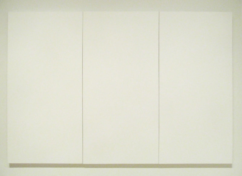 Robert Rauschenberg - White Painting (three panels), 1951, latex on canvas, installation view, San Francisco MoMA