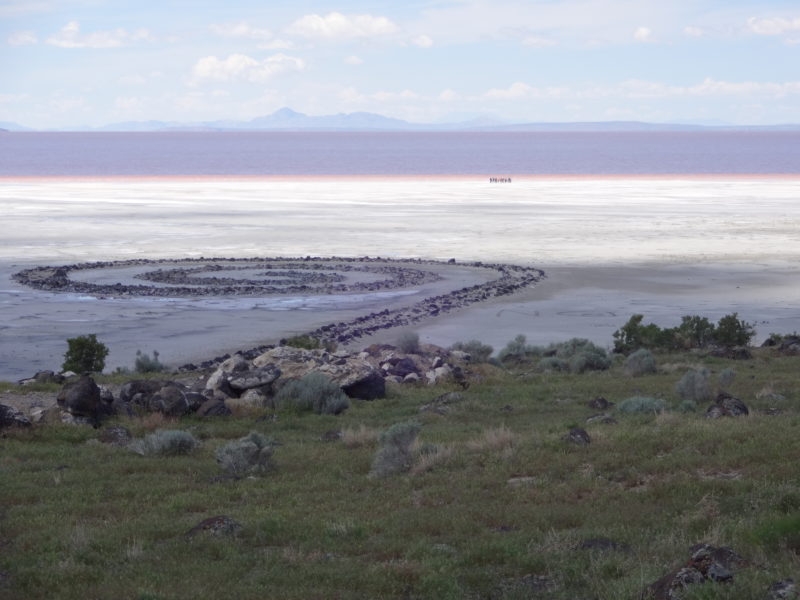 Robert Smithson - Spiral Jetty, 1970, Rozel Point, Great Salt Lake, Utah, 4,6 m x 460 m if unwound (15 x 1,500 if unwound foot) black basalt rock, salt crystals, earth, water