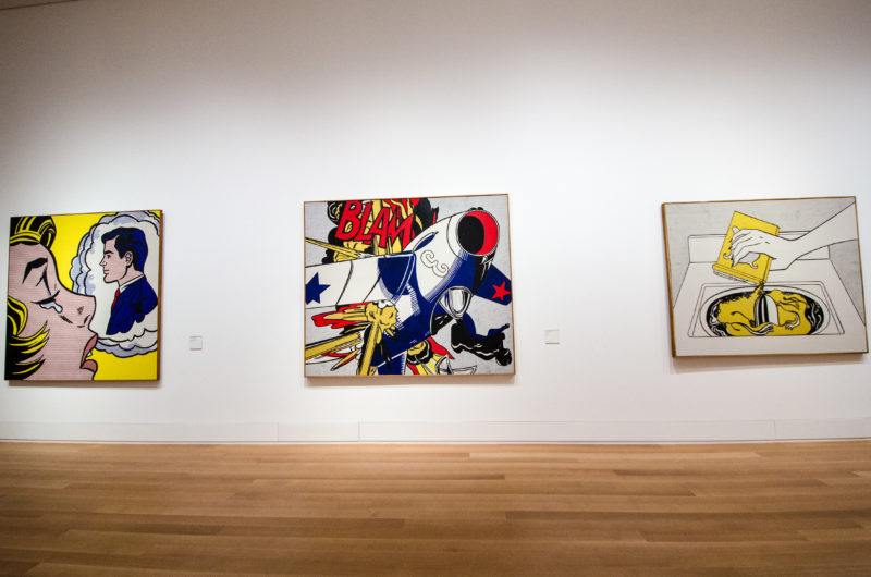 Roy Lichtenstein - Blam, 1962, 172.7 x 203.2 cm (68 x 80 in), installation view, Yale University Art Gallery