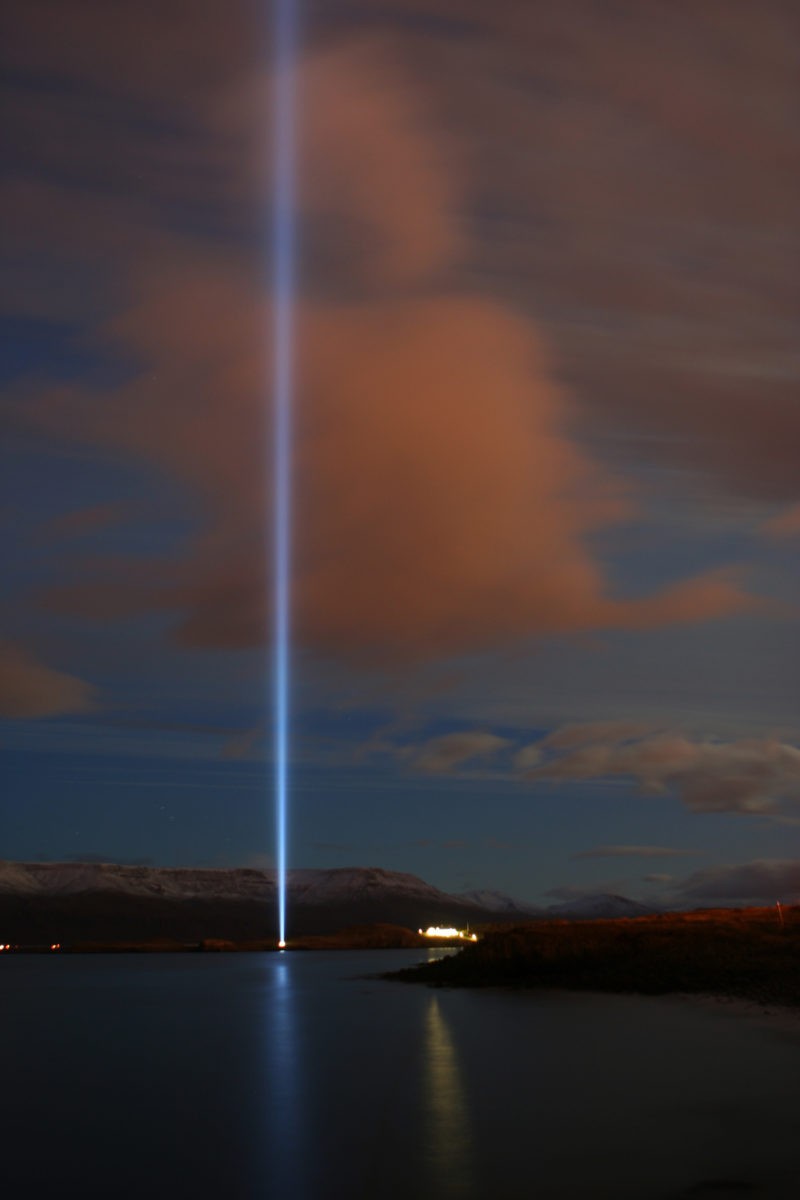 Yoko Ono – Imagine Peace Tower, 2007, Viðey Island, Kollafjörður Bay, near Reykjavík, Iceland
